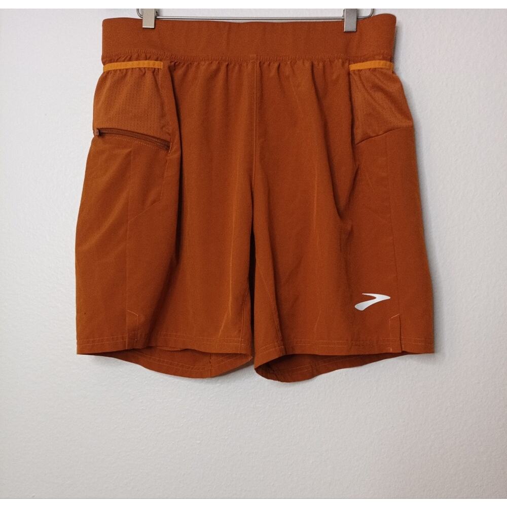 Brooks Men's Orange Running Shorts 7" Sherpa 2 In 1